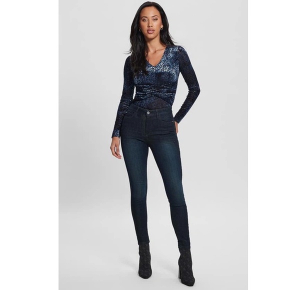 Guess: Belina Leopard Stretch Velvet Bodysuit (NWT) - Picture 5 of 6